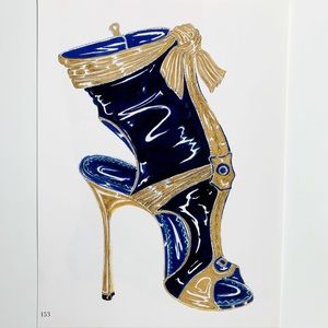 4/$20⭐️ Blue Manolo Blahnik Shoe Illustration *PRINT*